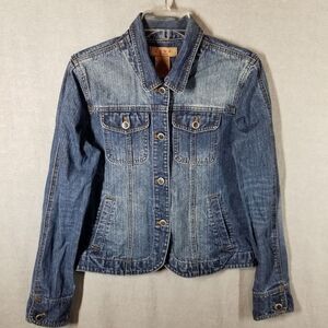 Vintage Zena Jean Jacket Women's Medium Denim‎ Trucker Jacket Distressed Cotton